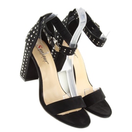 Sandale negre negre cu toc inalt negru 2