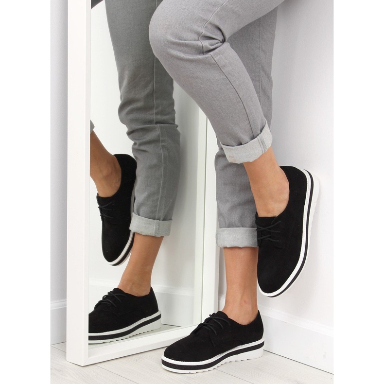 Mocasini negri cu dantela negru 1