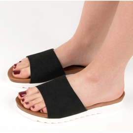 Papuci vinceza din piele intoarsa neagra negru 2