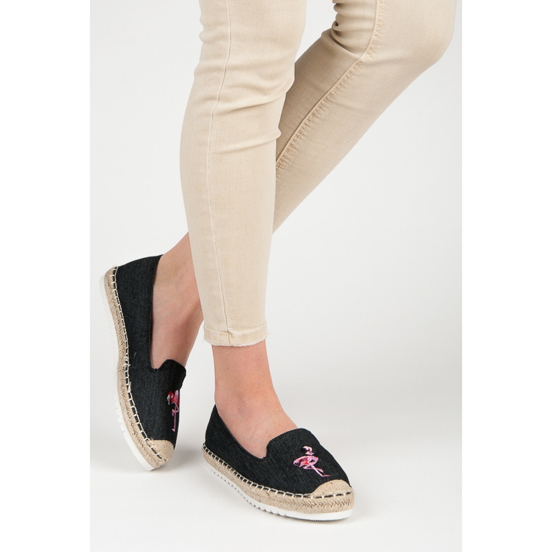 Bestelle Espadrile cu un flamingo negru 2