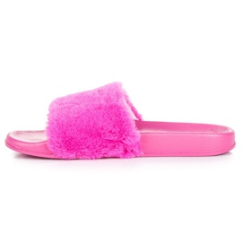 Papuci fucsia cu blana roz 1