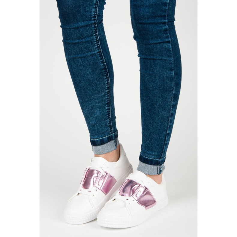 Tenisi albi de modă violet 1