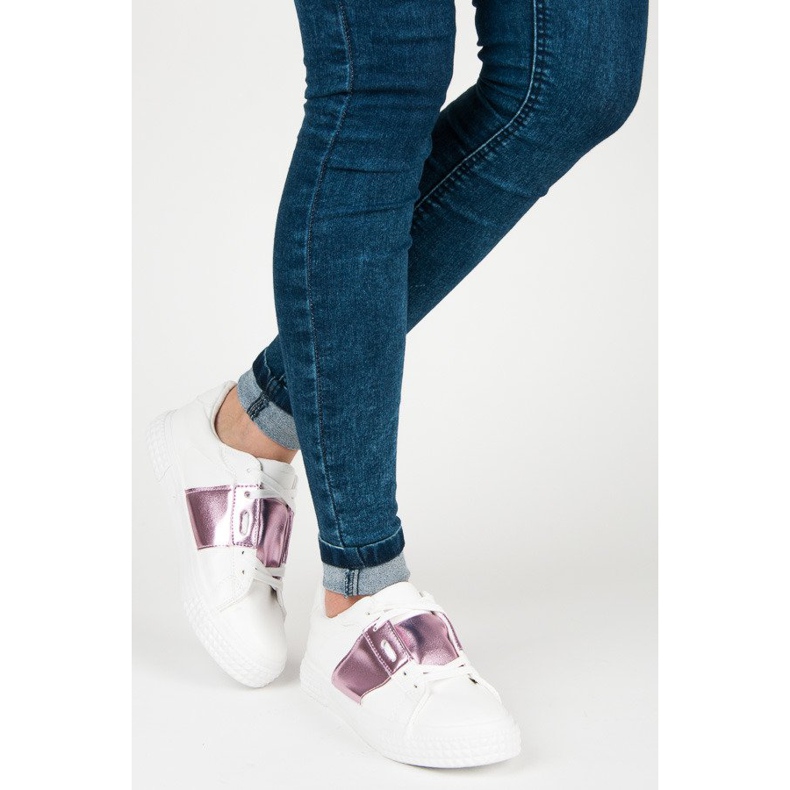 Tenisi albi de modă violet 2