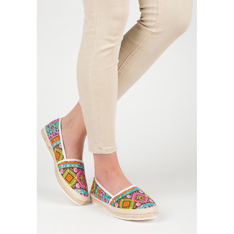 Espadrile cu model etnic multicolor 2