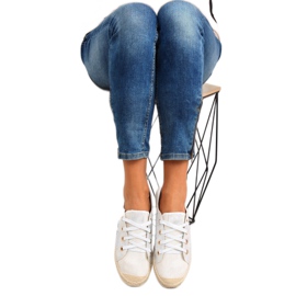 Tenisi espadrile albi cu siret B-140 White 2