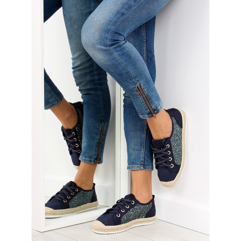 Tenisi espadrile cu dantela bleumarin B-140 DK.BLUE albastru marin 1 Tenisi espadrile cu dantela bleumarin B-140 DK.BLUE albastru marin 1