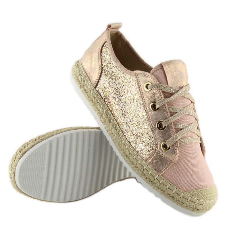 Tenisi espadrile cu dantela roz B-140 Pink 1