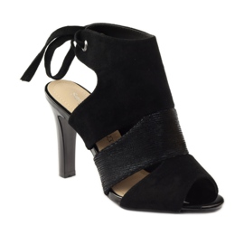 Sandale de piele intoarsa cu legat Sergio Leone 1489 negru 1