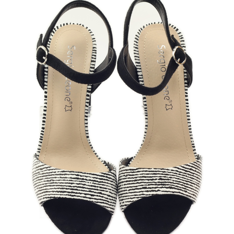 Sandale pe stâlpul Sergio Leone 820 cu dungi alb negru 4
