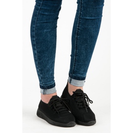 Tenisi negri cu slip-on negru 1