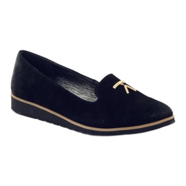 Pantofi cu ornament auriu Angello 1346 negru 1
