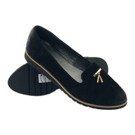 Pantofi cu ornament auriu Angello 1346 negru 3