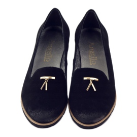 Pantofi cu ornament auriu Angello 1346 negru 4