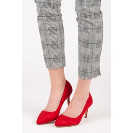 Pompe din piele intoarsa cu toc inalt roșu 1 Pompe din piele intoarsa cu toc inalt roșu 1