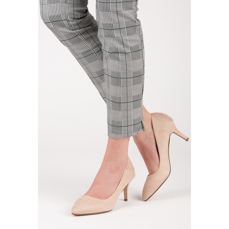 Pompe din piele intoarsa cu toc inalt maro 2 Pompe din piele intoarsa cu toc inalt maro 2