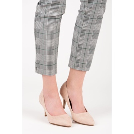 Pompe din piele intoarsa cu toc inalt maro 1 Pompe din piele intoarsa cu toc inalt maro 1