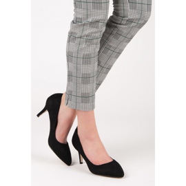 Pompe din piele de căprioară pe tocuri înalte negru 2