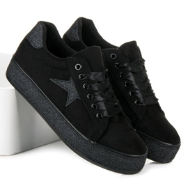 Adidasi MCKEYLOR cu sclipici negru 2 Adidasi MCKEYLOR cu sclipici negru 2