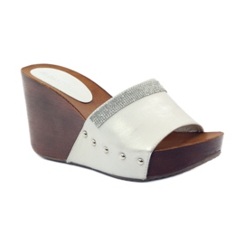 M.Daszyński Papuci de casă Daszyński cu zirconiu cubic gri 1