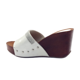 M.Daszyński Papuci de casă Daszyński cu zirconiu cubic gri 2