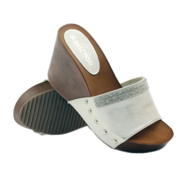 M.Daszyński Papuci de casă Daszyński cu zirconiu cubic gri 3