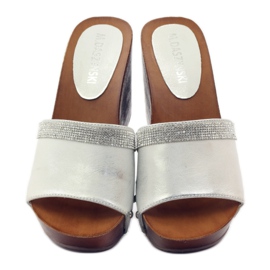 M.Daszyński Papuci de casă Daszyński cu zirconiu cubic gri 4