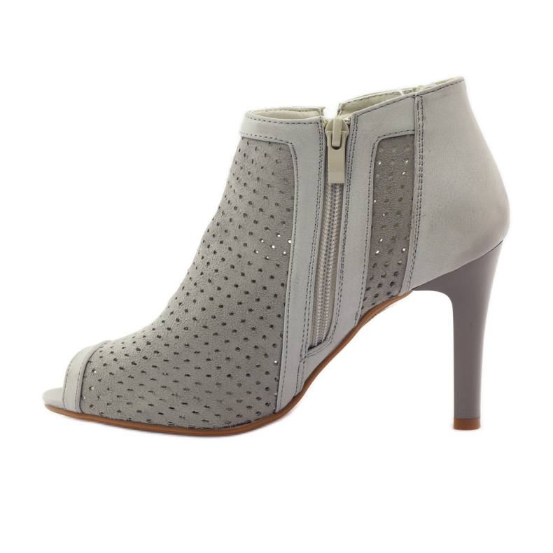 M.Daszyński Cizme ajurate cu inserție de piele Daszyński gri 2