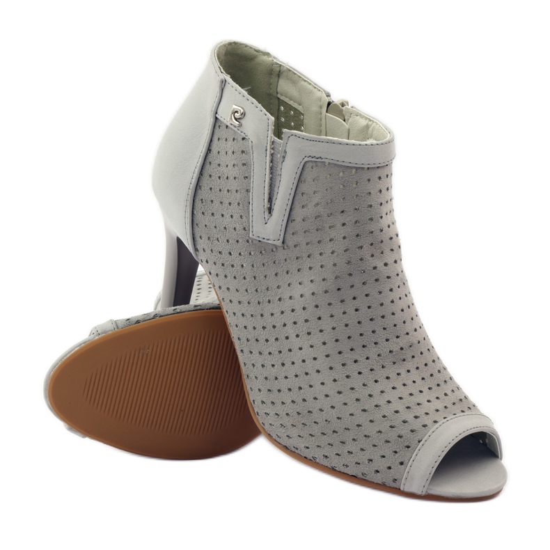 M.Daszyński Cizme ajurate cu inserție de piele Daszyński gri 3