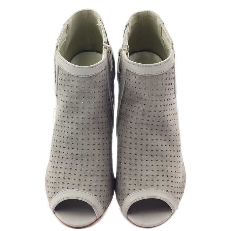 M.Daszyński Cizme ajurate cu inserție de piele Daszyński gri 4