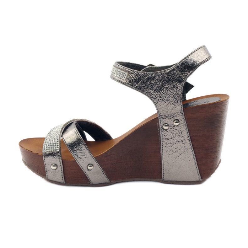 M.Daszyński Sandale cu pană Daszyński cu zirconii cubici gri 2 M.Daszyński Sandale cu pană Daszyński cu zirconii cubici gri 2