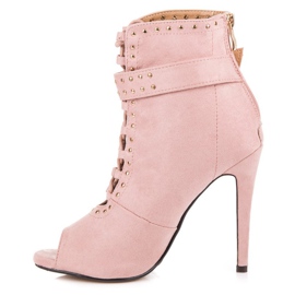 Seastar Botine de piele intoarsa cu varf deschis roz 4