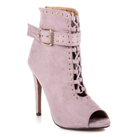 Seastar Botine de piele intoarsa cu varf deschis violet 2