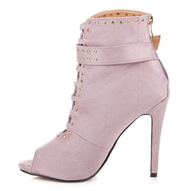 Seastar Botine de piele intoarsa cu varf deschis violet 3