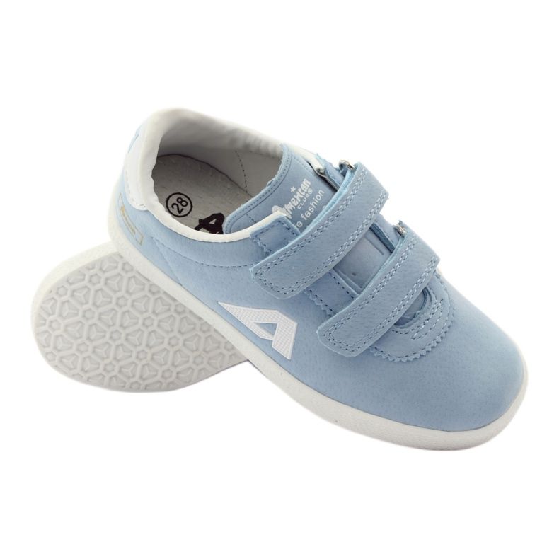American Club Pantofi sport, talpă din piele albastră pentru Velcro albastru 3