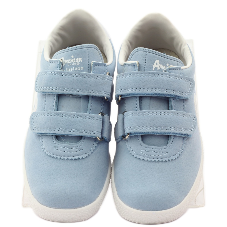American Club Pantofi sport, talpă din piele albastră pentru Velcro albastru 4