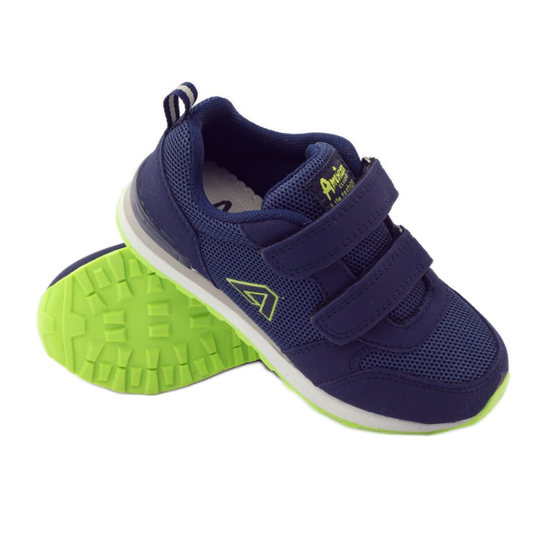 American Club Pantofi sport de talpă americană din piele albastru marin verde 3 American Club Pantofi sport de talpă americană din piele albastru marin verde 3