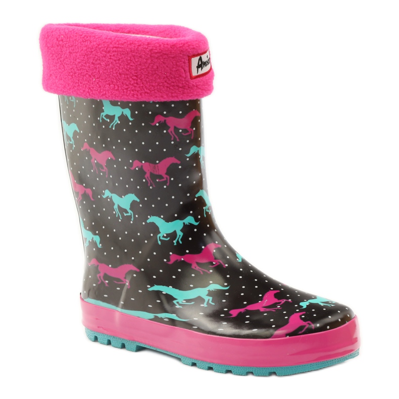 American Club Sock galoshes + insert cai americani negru verde roz 1 American Club Sock galoshes + insert cai americani negru verde roz 1