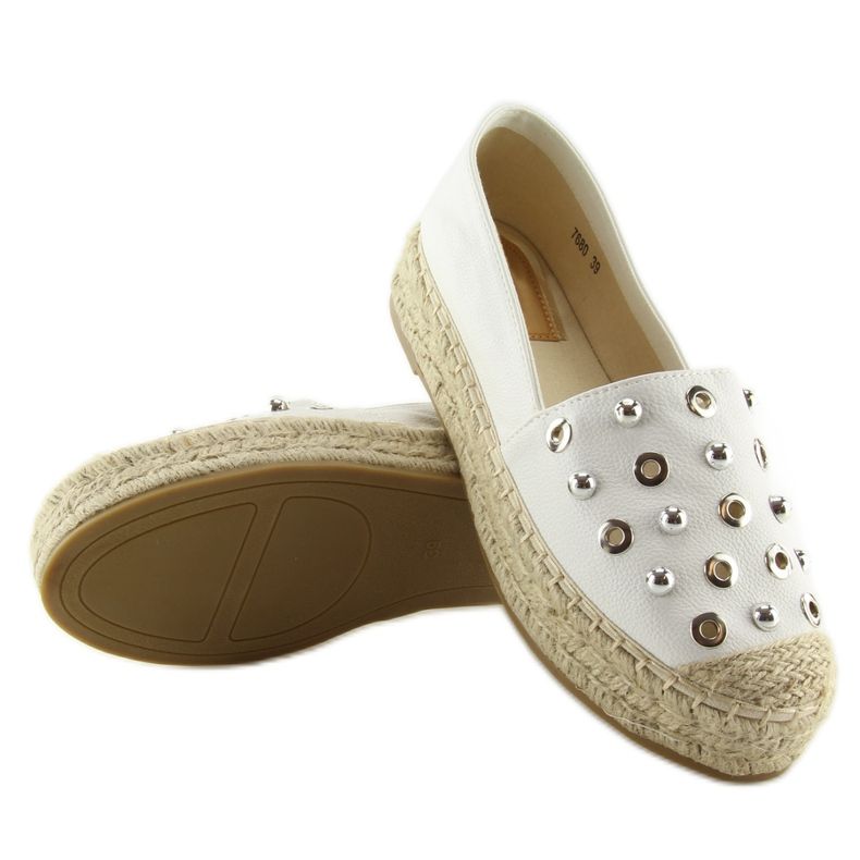 Espadrile albe albe 7680 albe 2