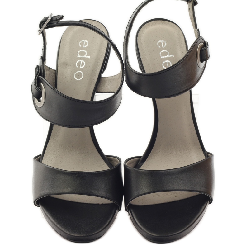 Sandale din piele pe toc Edeo 3208 negru 4