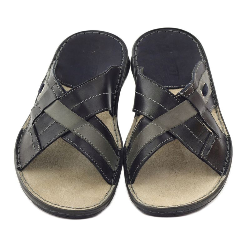 Papuci barbati piele Naszbut 055, bleumarin albastru 4