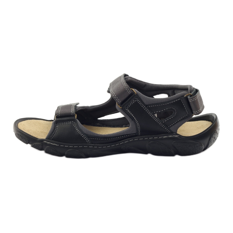 Sandale din piele cu velcro Naszbut 043 negru gri 2 Sandale din piele cu velcro Naszbut 043 negru gri 2