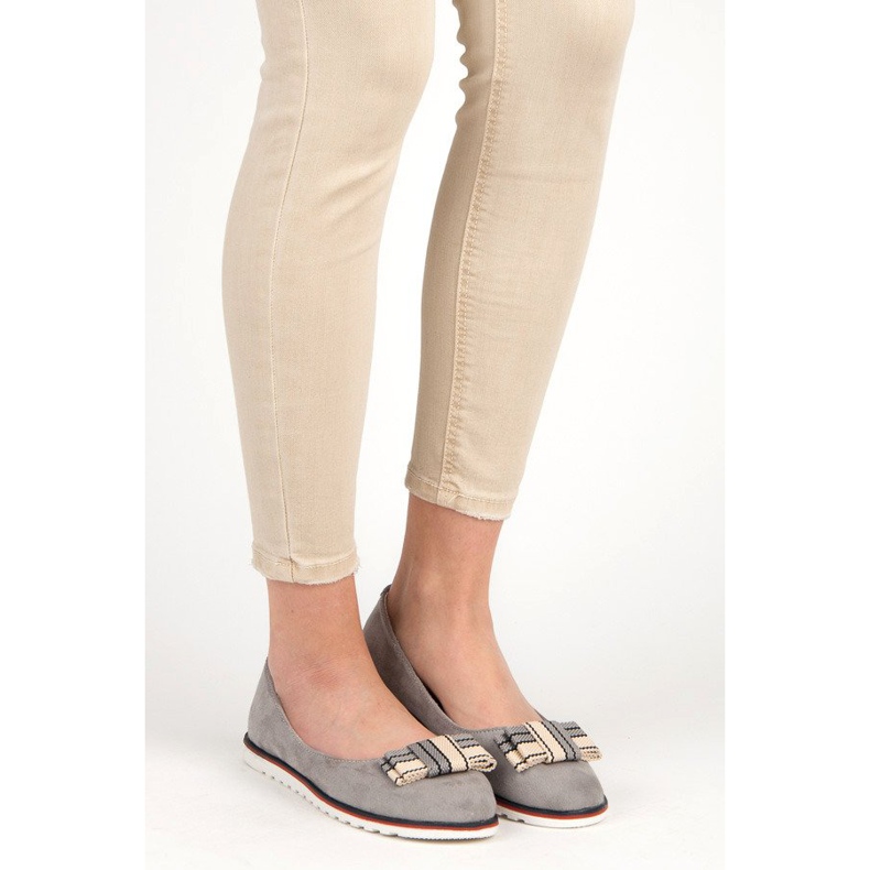 Balerini din piele de căprioară gri 1