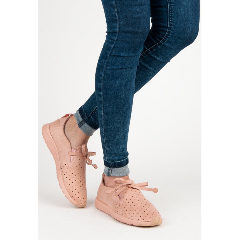 Kylie Pantofi ajurat din piele intoarsa roz 2 Kylie Pantofi ajurat din piele intoarsa roz 2