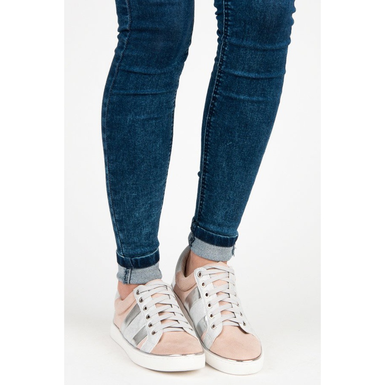 Kylie Adidași de modă legați roz gri 1 Kylie Adidași de modă legați roz gri 1