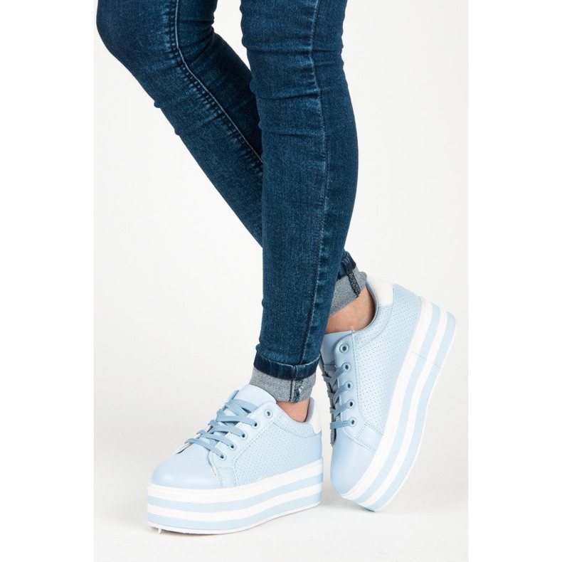 Seastar Adidași cu șireturi pe platformă albastru 2