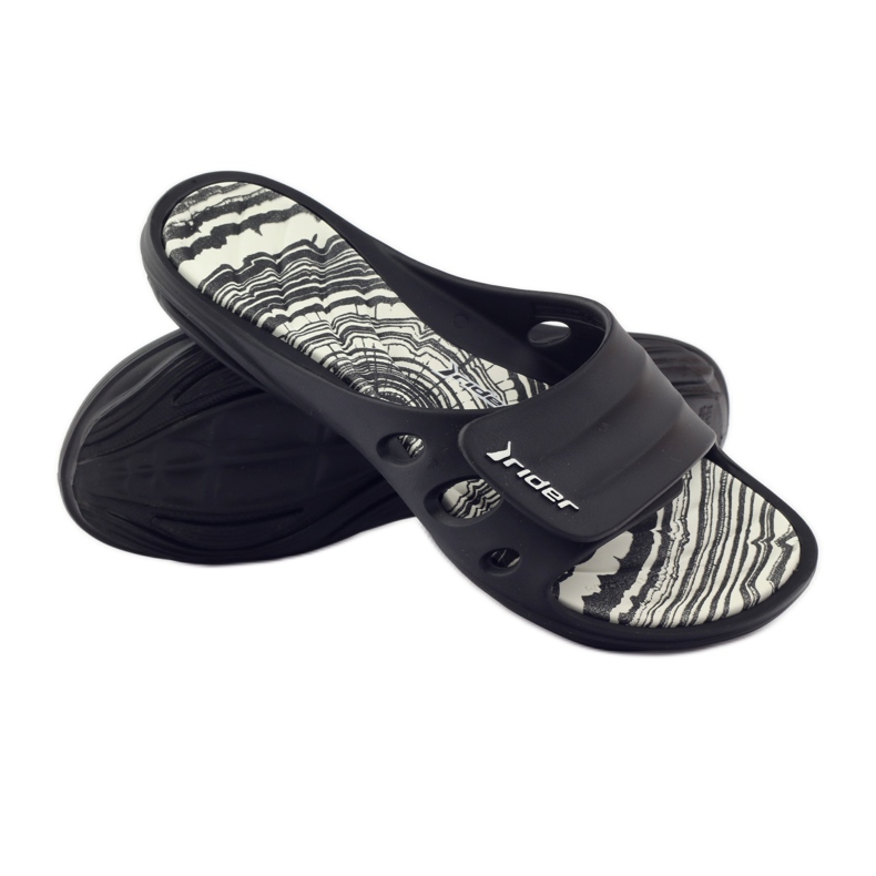 Papuci de piscina Rider 82213 velcro negri alb negru 3