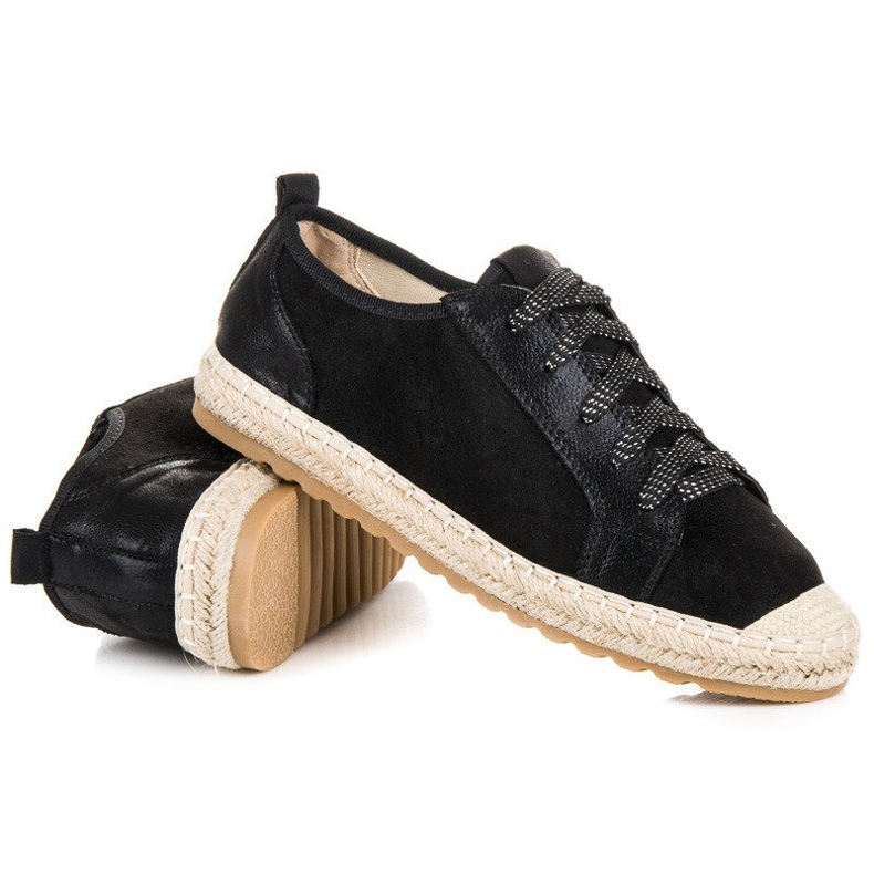Seastar Espadrile din piele intoarsa cu siret negru 1