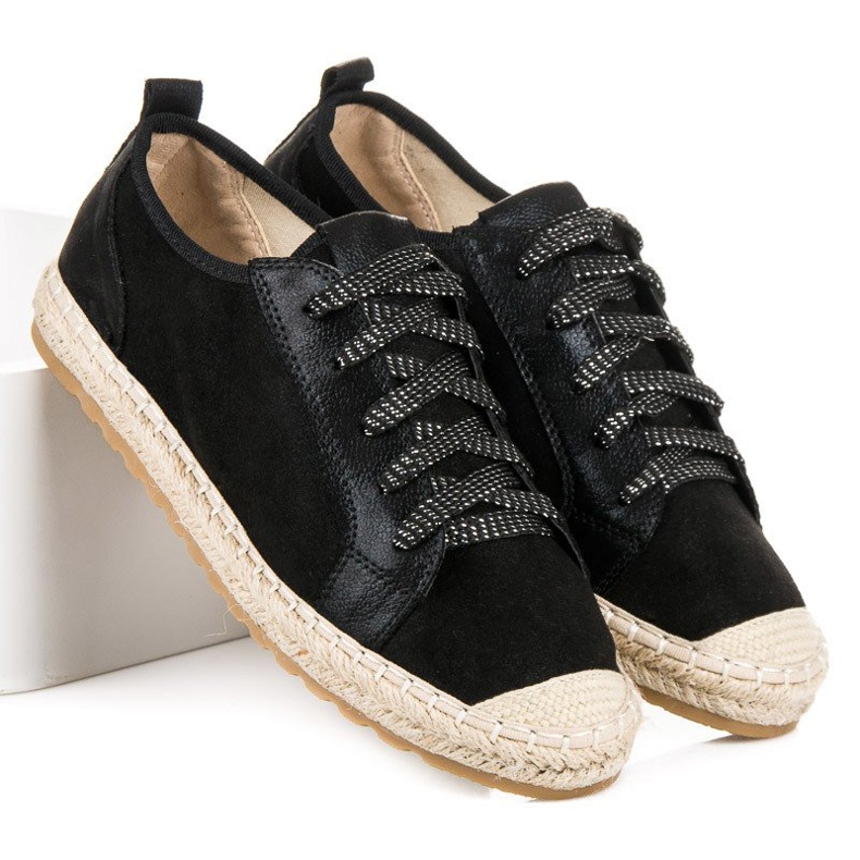 Seastar Espadrile din piele intoarsa cu siret negru 2