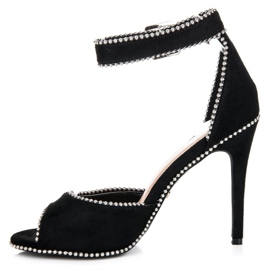 Seastar Sandale din piele intoarsa pe toc inalt negru 1