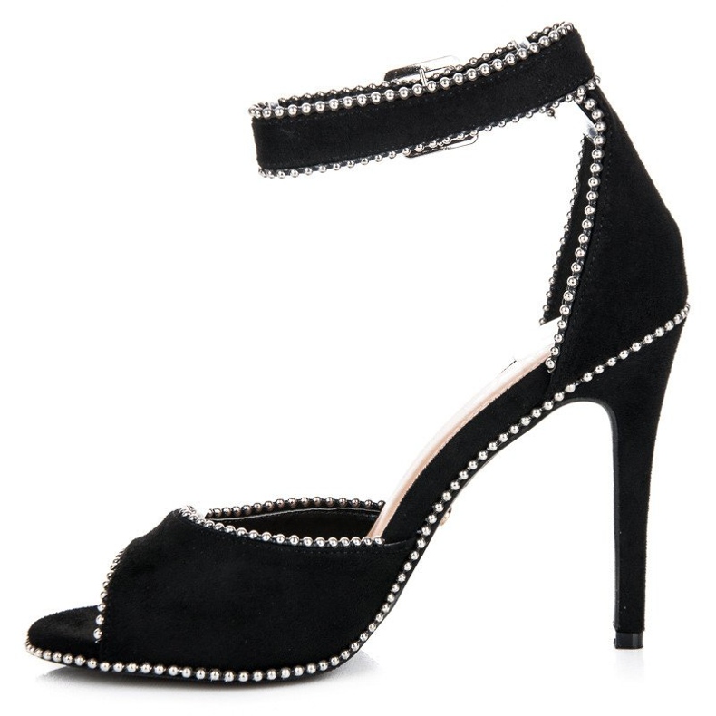 Seastar Sandale din piele intoarsa pe toc inalt negru 1